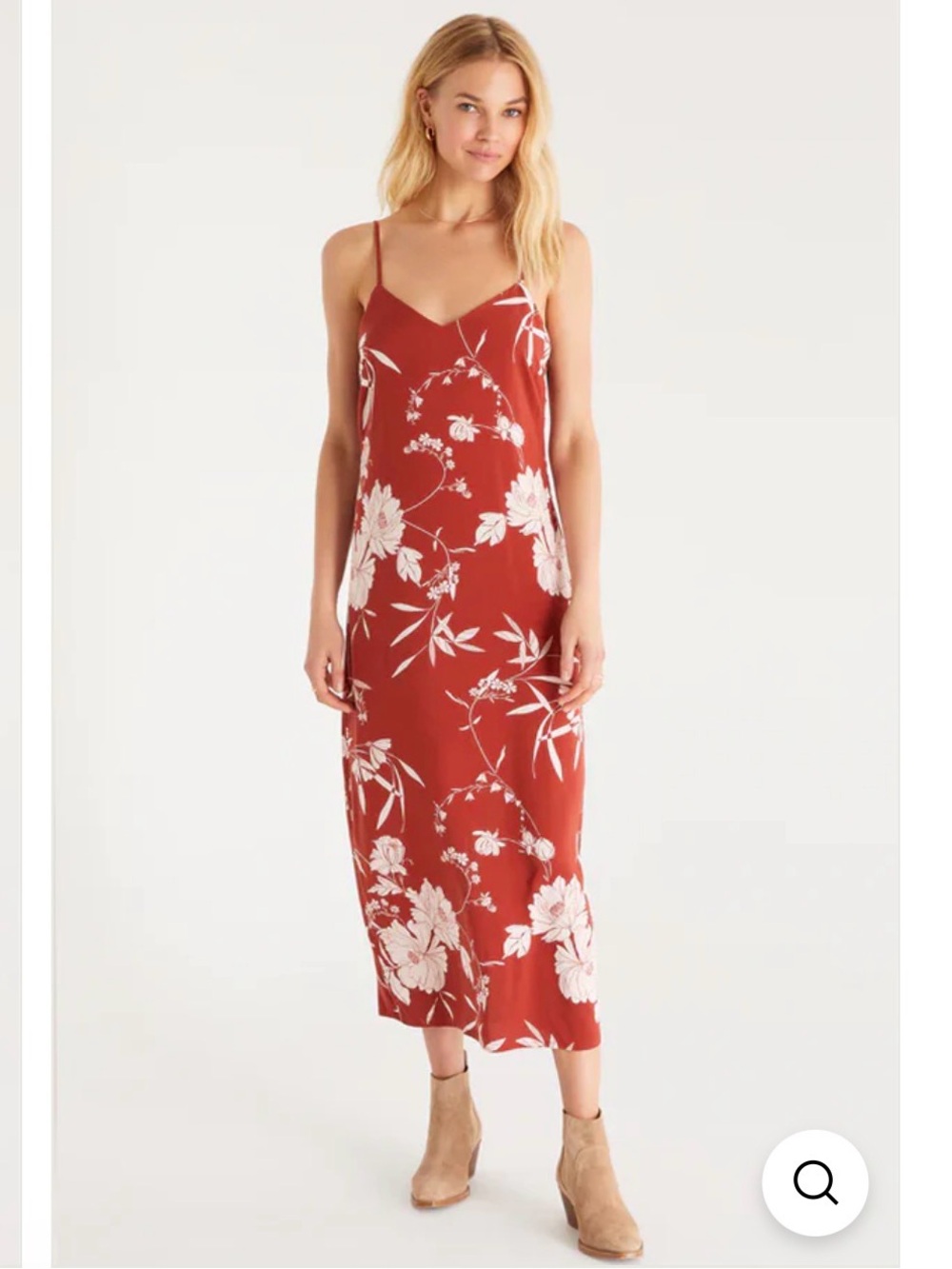 Z Supply vacation Burnt Orange Floral Midi Slip Dress